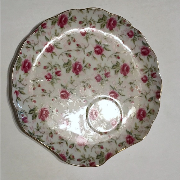 7 vintage Lefton  Rose Chintz snack sets + compote - Picture 8 of 8